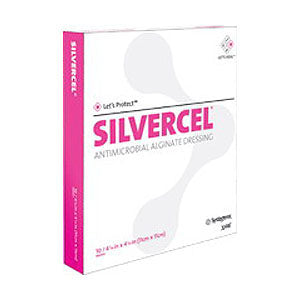 Silvercel Non-Adherent Antimicrobial Alginate Dressing 4" x 8" (Package of 5)