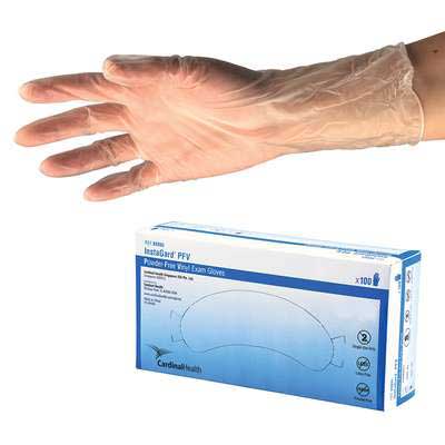 Cardinal Health Clear Vinyl Exam Gloves, Medium, DINP-Free (Box of 150)