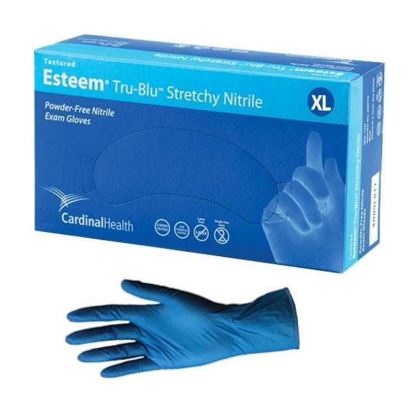 ESTEEM Stretch Nitrile Exam Gloves, Powder-Free, X-Large, Blue, Non-Sterile - 4.7 MIL (Box of 130)