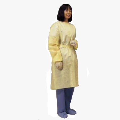 Non-Surgical Isolation Gown with Elastic Cuff Tape, Non-Sterile, AAMI Level 2, Universal Size, Yellow (Package of 10)