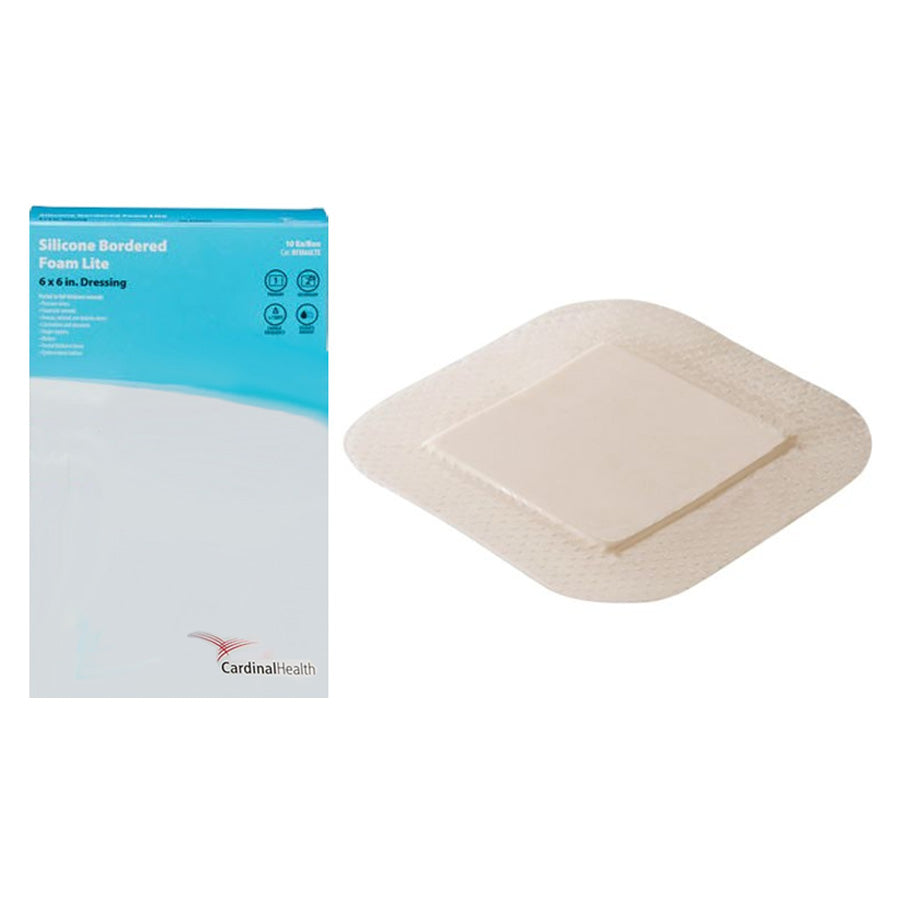 Cardinal Health Kendall Silicone Bordered Lite Foam Dressing, 6" x 6" (Box of 10)