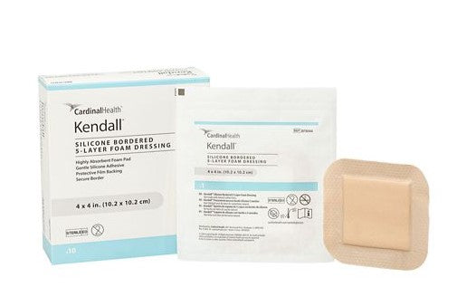 Cardinal Health Kendall Silicone Bordered 5-Layer Foam Dressing, 6" x 8" (Box of 5)