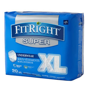 FitRight Super Protective Underwear, X-Large 56" - 68" (Package of 20)