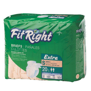 FitRight Extra Cloth-Like Brief, Small 20"-33" (Package of 20)