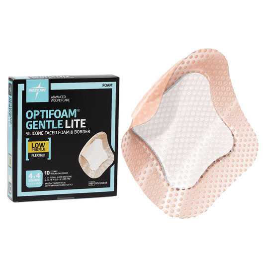 Optifoam Gentle Lite Foam Dressing with Border, 4" x 4" (Box of 10)