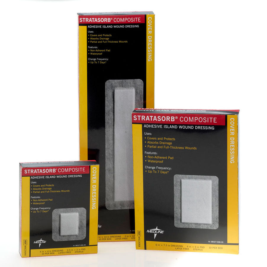 Stratasorb Composite Island Dressing, 4" x 14", Rectangular