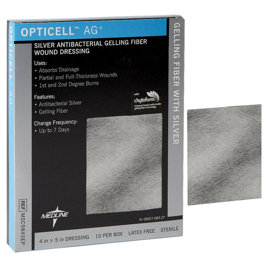 Opticell Ag+ Silver Antibacterial Gelling Fiber Wound Dressing, 4" x 5"
