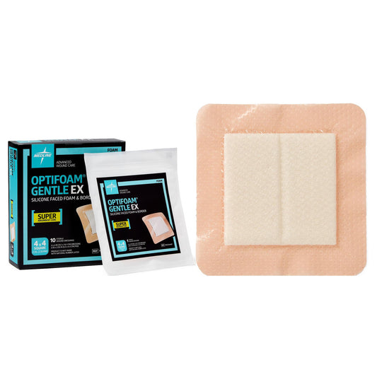 Optifoam Gentle EX Silicone-Faced Foam Dressing with Border, 4" x 4"