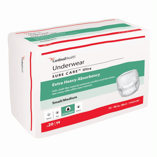 Cardinal Health, Underwear, Sure Care Ultra, Small/Medium, 34" - 46" (Case of 80)