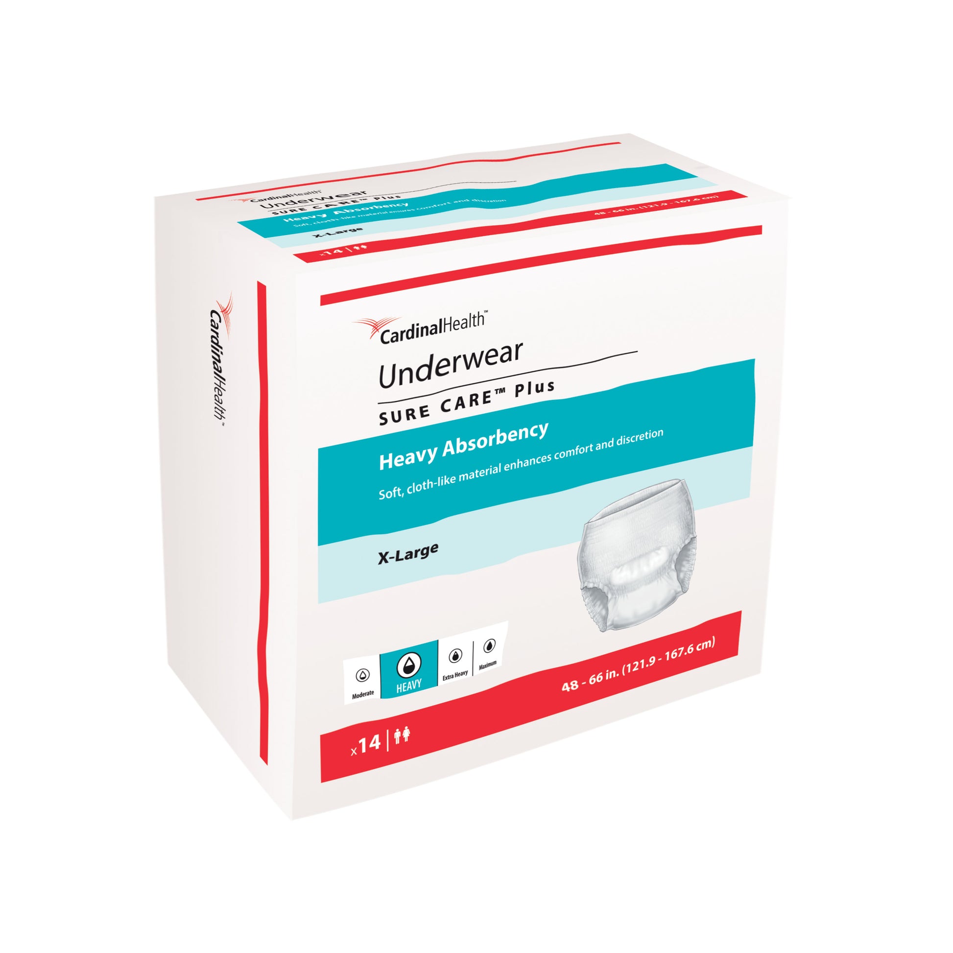 Cardinal Health, Underwear, Sure Care Plus, X-Large, 48"- 66" (Package of 14)