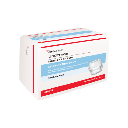 Cardinal Health, Underwear, Sure Care Extra, Small/Medium, 34" - 46" (Package of 20)