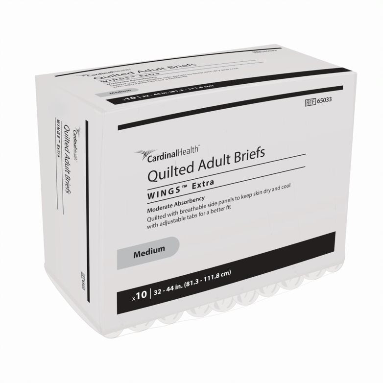 Cardinal Health, Quilted Adult Briefs, Wings Extra, Medium, 32" - 44" (Case of 100)