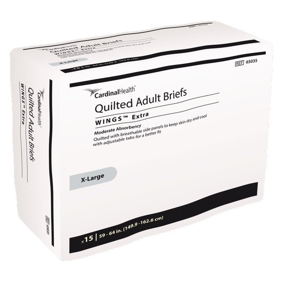 Cardinal Health, Quilted Adult Briefs, Wings Extra, X-Large, 59" - 64" (Package of 15)