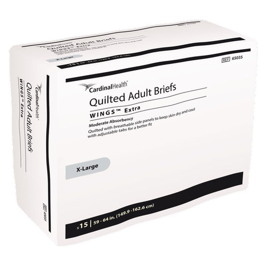 Cardinal Health, Quilted Adult Briefs, Wings Extra, X-Large, 59" - 64" (Package of 15)