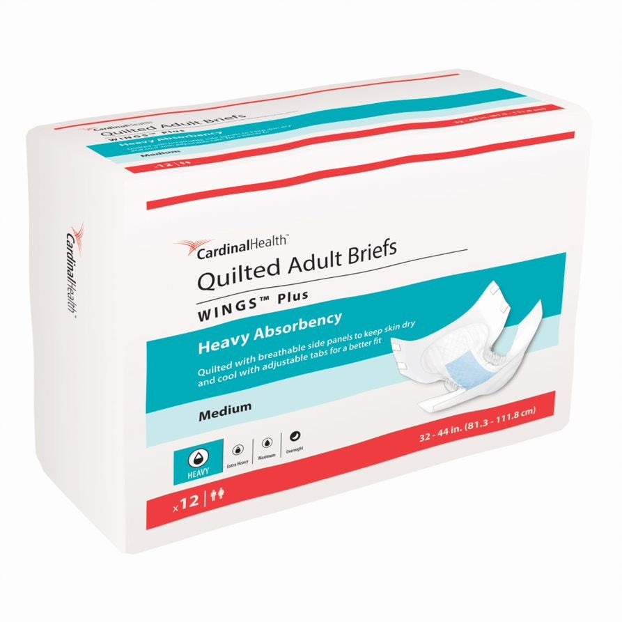 Cardinal Health, Quilted Adult Briefs, Wings Plus, Small, 20" - 31" (Case of 96)