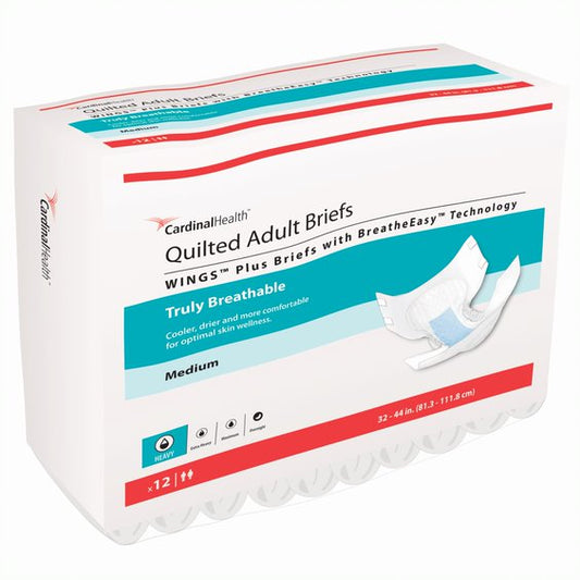 WINGS Plus Quilted Brief with BreatheEasy Technology, Medium, 32" - 44" (Package of 12)