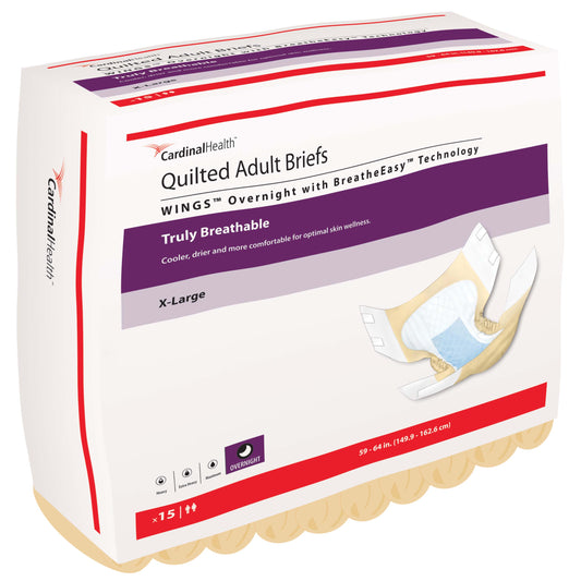 WINGS Overnight Quilted Brief with BreatheEasy Technology, X-Large, 59" - 64" (Case of 60)