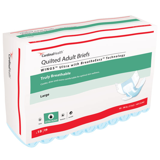 WINGS Ultra Quilted Brief with BreatheEasy Technology, Large, 45" - 58", Absorbency Level 2 (Case of 72)