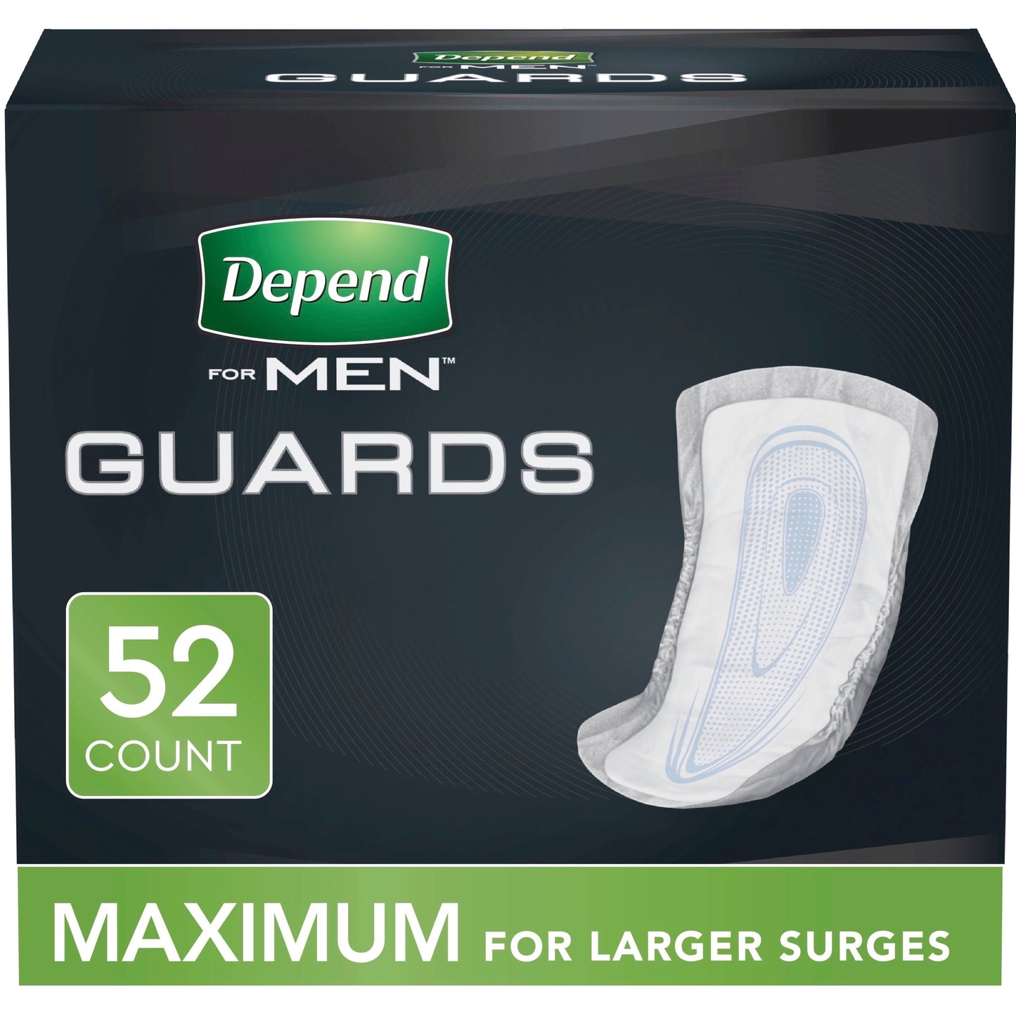 Men's Depend Guard, Adhesive Strips, Maximum Absorbency, 12" Long (Case of 104)