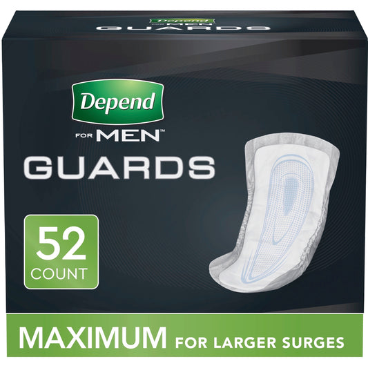 Men's Depend Guard, Adhesive Strips, Maximum Absorbency, 12" Long (Case of 104)
