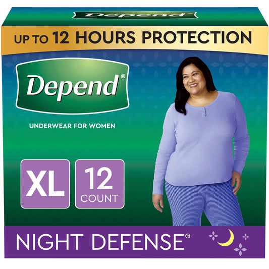 Depend Underwear Overnight Absorbency X-Large For Women, Waist 45-54" (Package of 12)