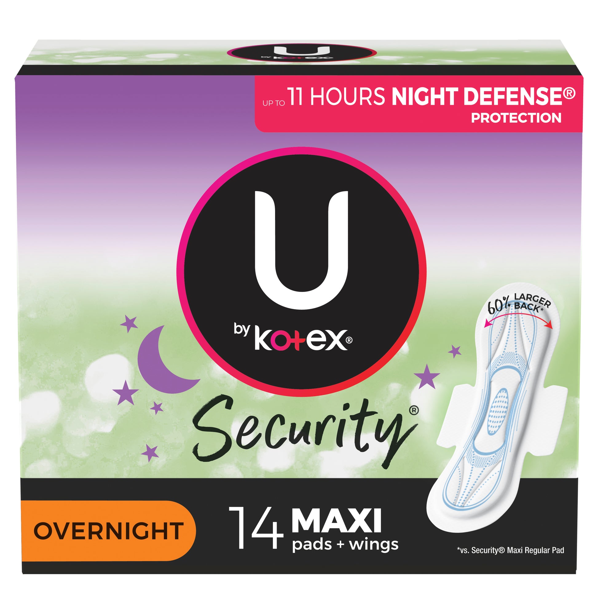 U by Kotex Super Premium Overnight Pads with Wings, Maximum Absorbency (Case of 112)