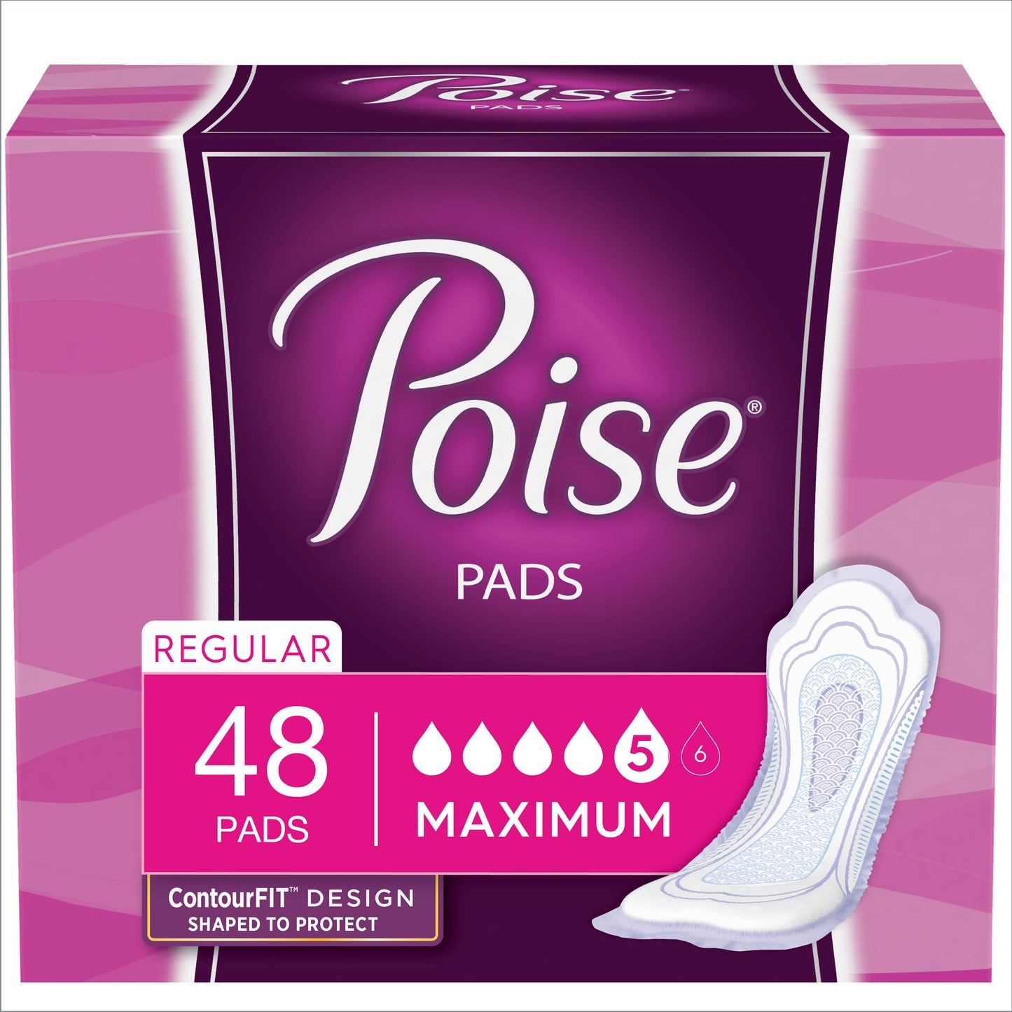 Depend Poise UltraWidth Side Shields, Maximum, Super-absorbent, Discreet and portable, 12.20" Long (Package of 48)