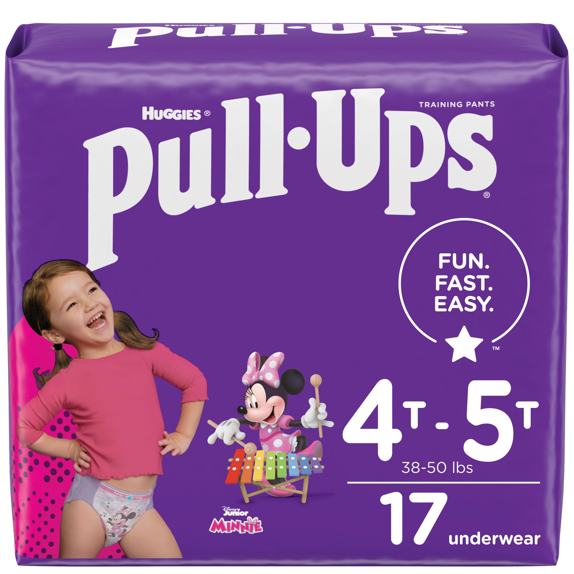 Pull-Ups Learning Designs Girls' Training Pants, 4T-5T, 17 Ct (Package of 17)