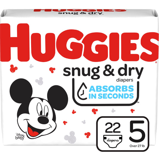 Huggies Snug and Dry Diapers, Size 5, Jumbo Pack, 22 Ct (Package of 22)