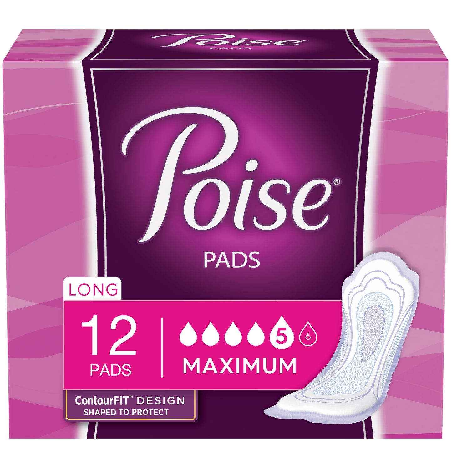 Poise Maximum Long Pads, 14.06" Long (Package of 12)