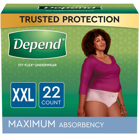 Depend Max Absorbancy Undewear, Female, Blush, 2X-Large, 22 ct (Case of 44)