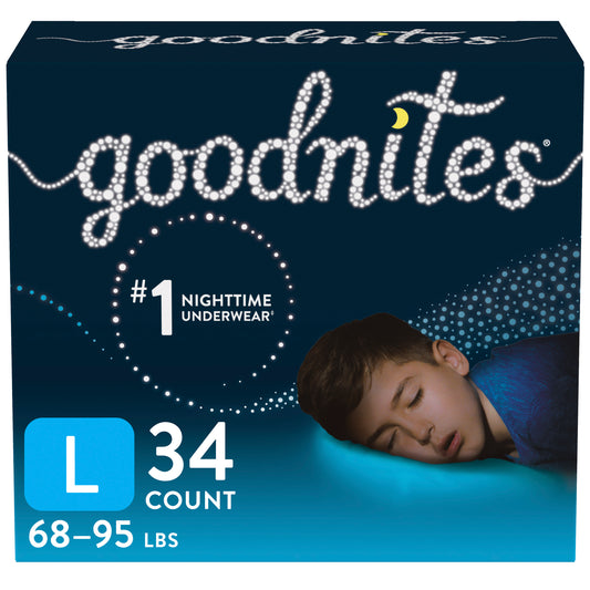 Goodnites Youth Pants for Boys, Large, Giga Pack, Replaces Item 6940533 (Case of 34)