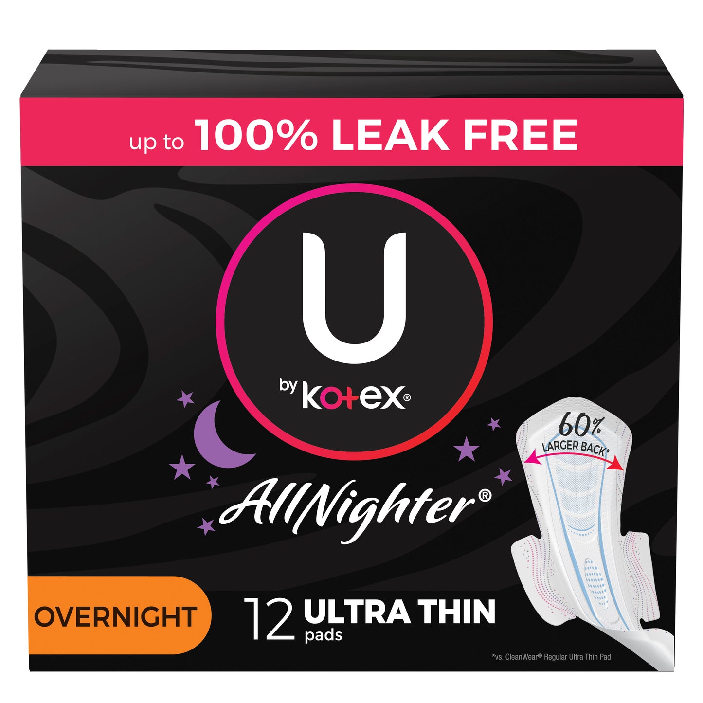 U by Kotex Super Premium, Ultra Thin, Overnight with Wings Pad, 12 ct, Replaces Item 6928742 (Package of 12)