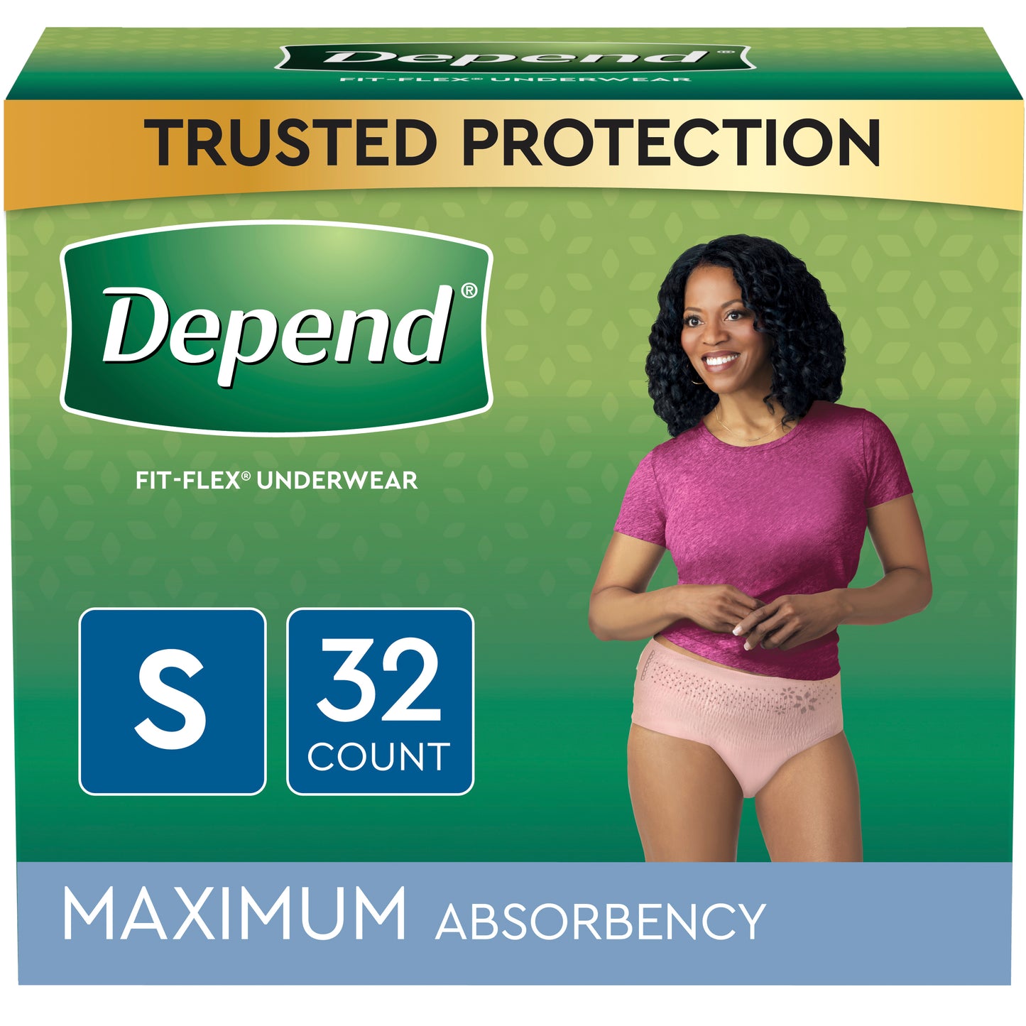 Depend FIT-FLEX Incontinence Underwear for Women, Maximum Absorbency, Small, Blush, 32 Count, Replaces Item 6947920. (Case of 64)