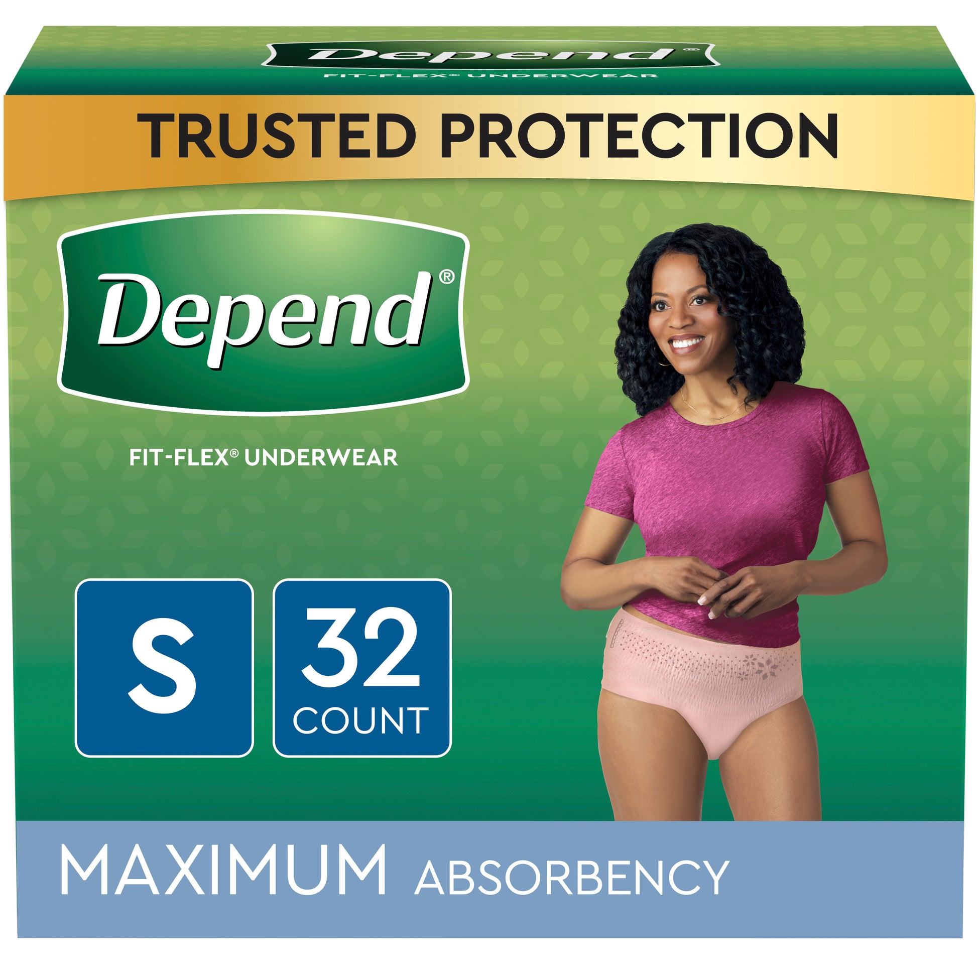 Depend FIT-FLEX Incontinence Underwear for Women, Maximum Absorbency, Small, Blush, 32 Count, Replaces Item 6947920. (Case of 64)