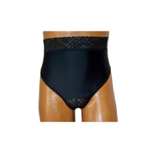 OPTIONS Ladies' Backless with Split-Lace Crotch and Built-In Barrier/Support, Black, Right-Side Stoma, X-Small