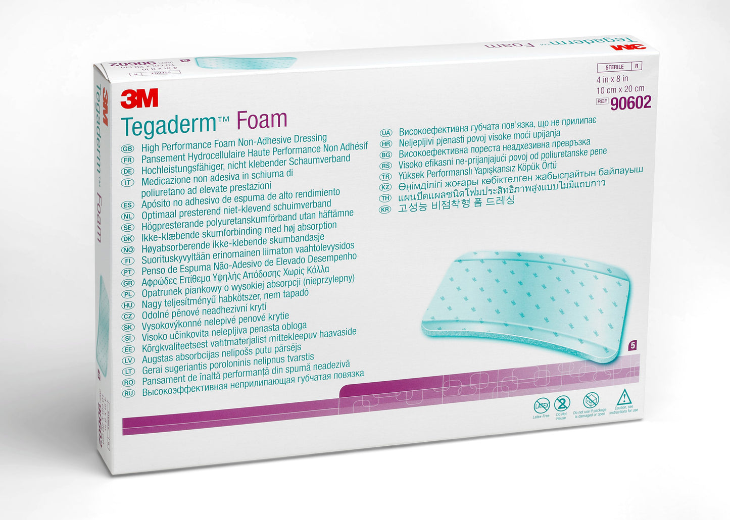 Tegaderm Non-Adhesive Foam Dressing 4" x 8" Rectangle (Box of 5)