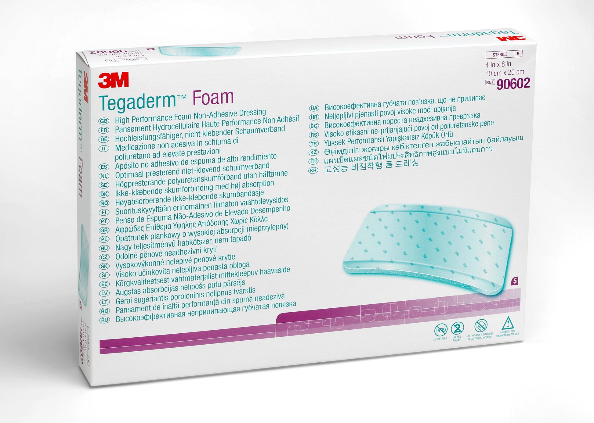 Tegaderm Non-Adhesive Foam Dressing 4" x 8" Rectangle (Box of 5)