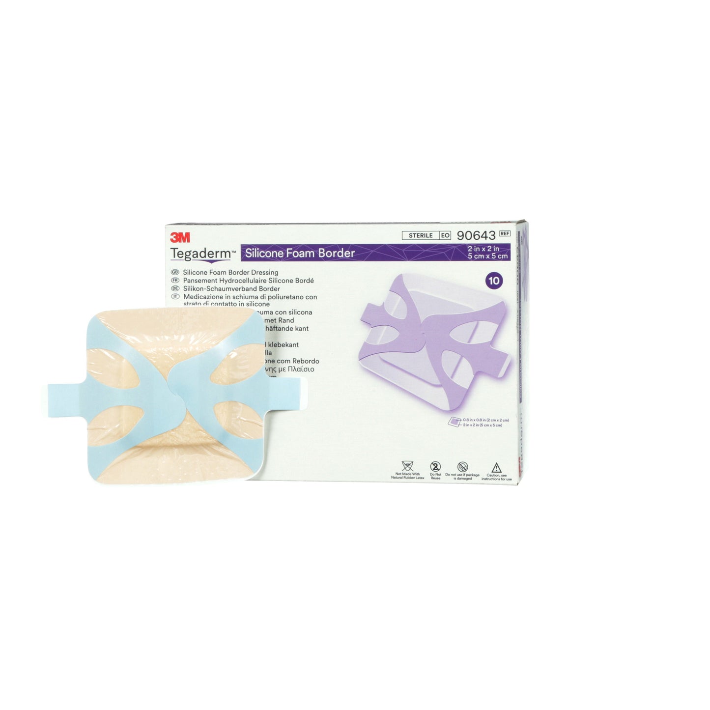 Tegaderm Silicone Foam Bordered Dressing, 2" x 2" (Box of 10)