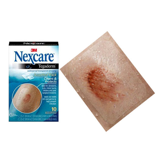 Nexcare Tegaderm Waterproof Transparent Dressing, 10 Count, Assorted Sizes (Package of 10)