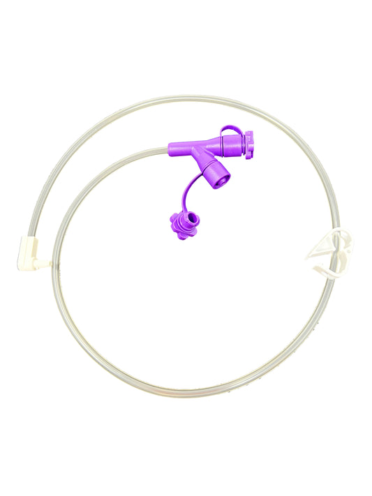 Universal Low Profile Feeding Tube Extension set 24" Dual ENFit Port Right Angle (Case of 10)