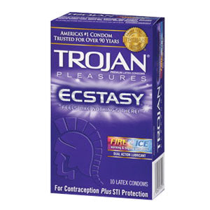 Trojan Pleasure Ecstasy Lubricated Condom (Each of 10)