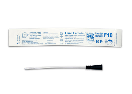 Cure Catheter Uncoated, Single, Female, 6" Straight Tip, 10 FR (Box of 30)