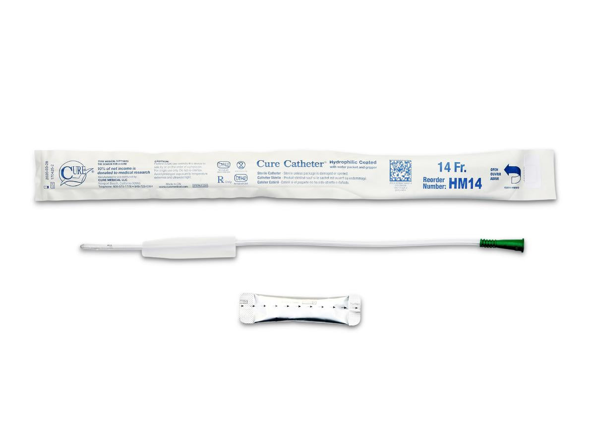 Hydrophilic Cure Catheter, 16" Male, Straight Tip, 14 FR (Box of 30)