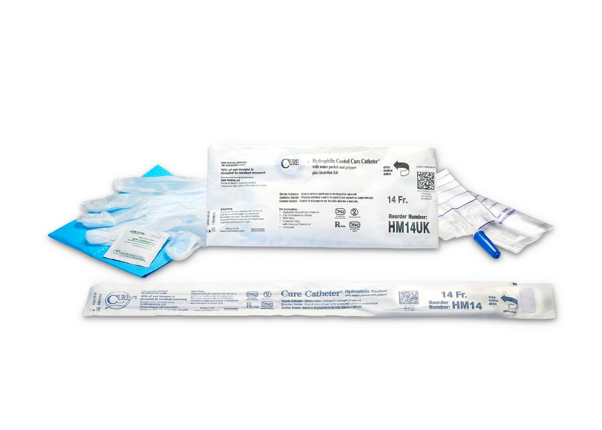 Hydrophilic Cure Catheter Kit, 16" Male, Straight Tip, 14 FR (Case of 90)