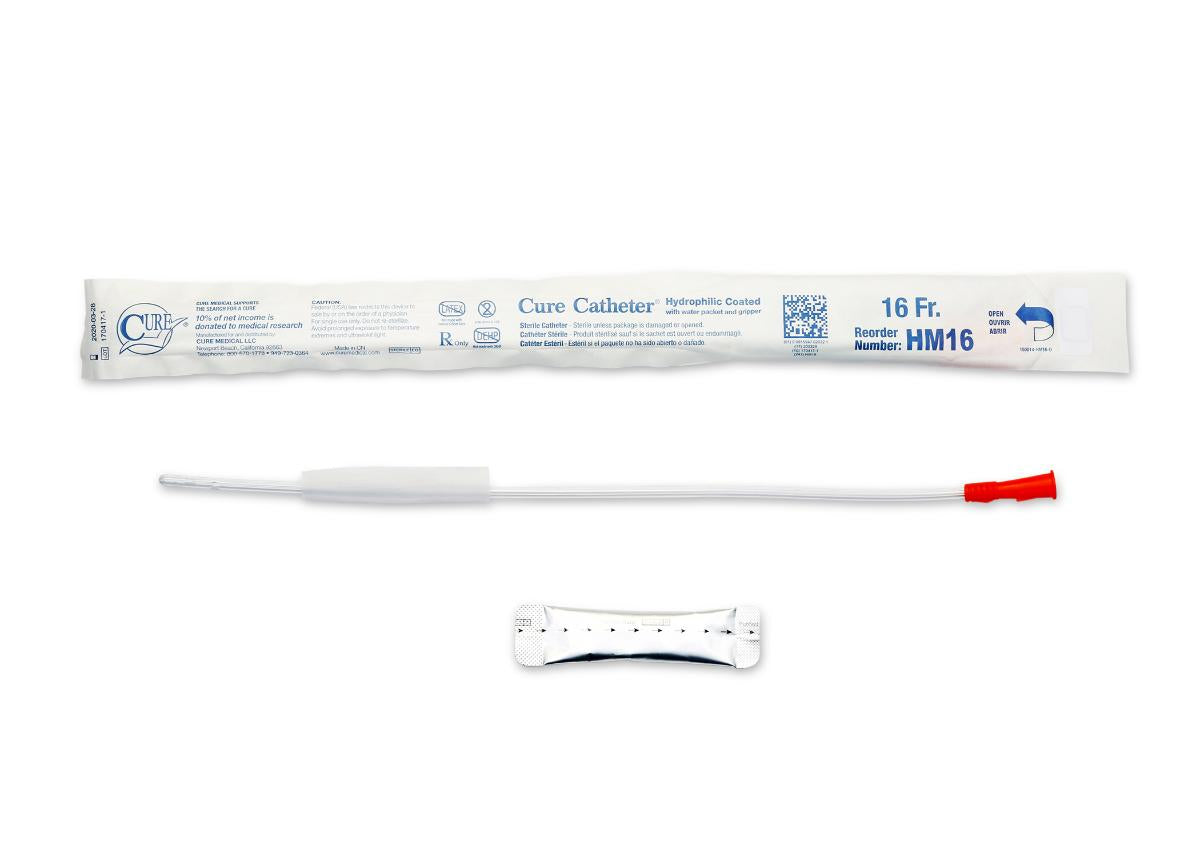 Hydrophilic Cure Catheter, 16" Male, Straight Tip, 16 FR (Box of 30)