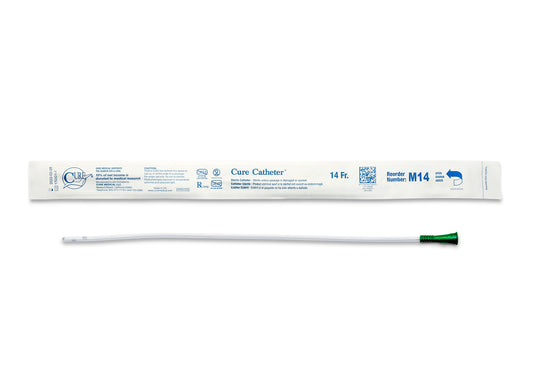 Cure Catheter Uncoated, Single, Male, 16" Straight Tip, 14 FR