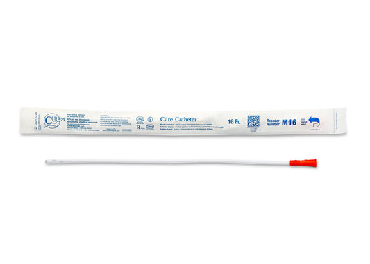Cure Catheter Uncoated, Single, Male, 16" Straight Tip, 16 FR (Box of 30)
