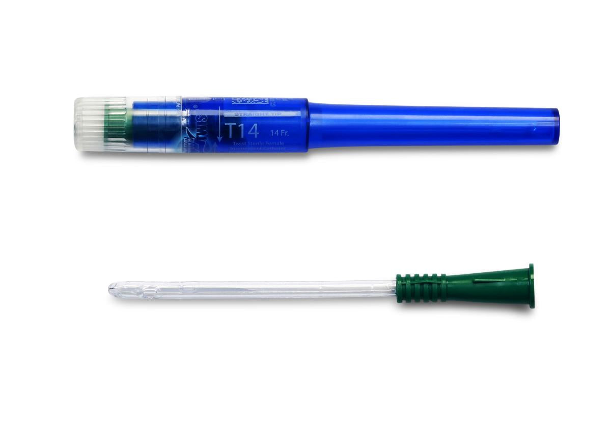 Cure Twist Female Intermittent Catheter, 6" Straight Tip, 14 FR (Box of 30)