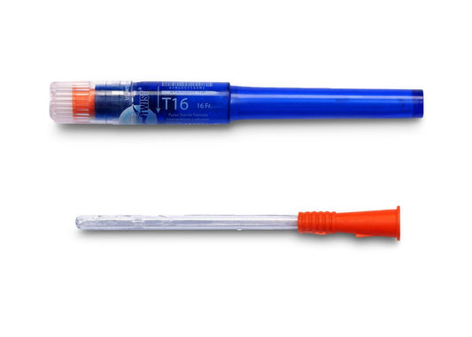 Cure Twist Female Intermittent Catheter, 6" Straight Tip, 16 FR (Box of 30)